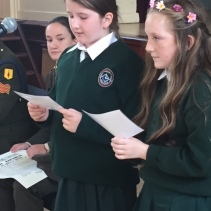 Saoirse and Lydia reading Paragraph 4 of the 1916 Proclamation